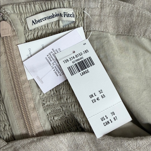 Abercrombie & Fitch Beige Linen-Blend Ruched Mini Dress - Picture 7 of 9